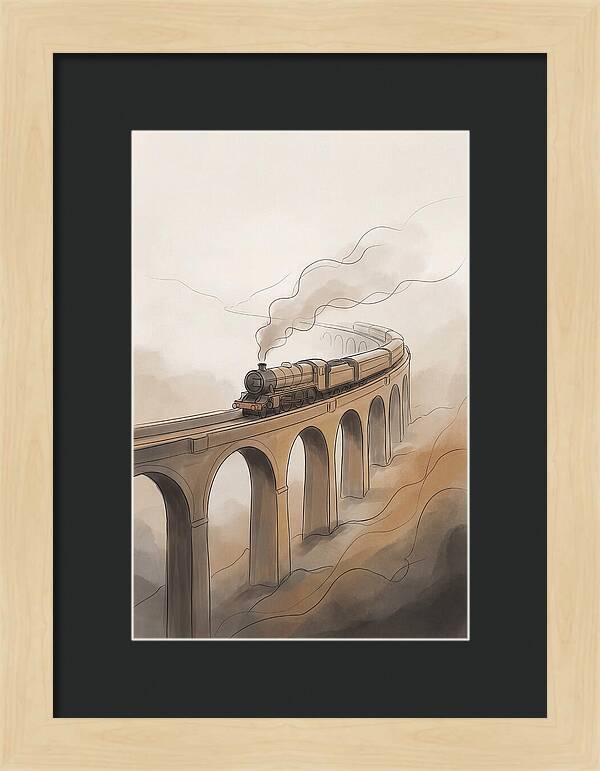 Steam Locomotive Over Viaduct