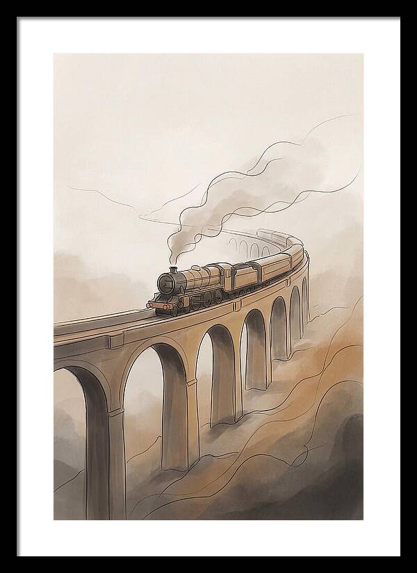 Steam Locomotive Over Viaduct