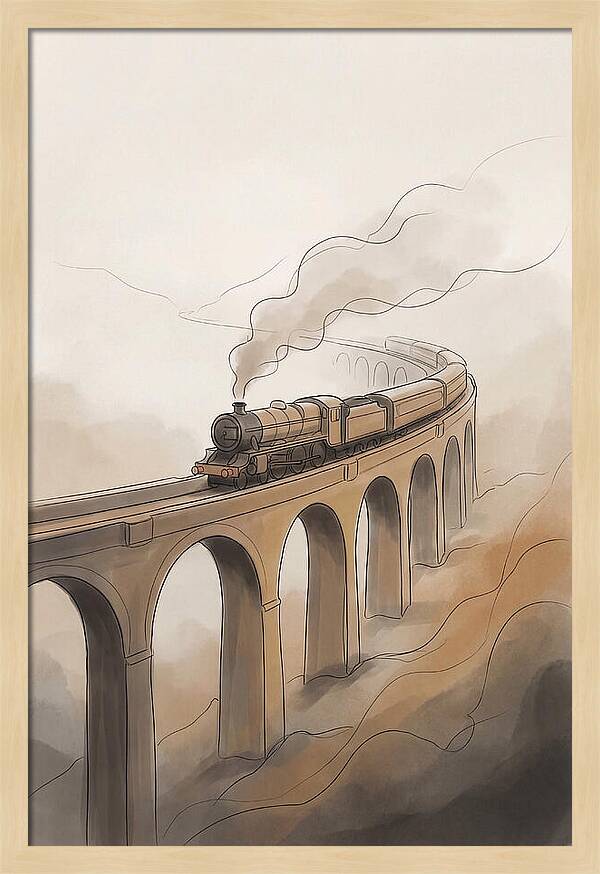 Steam Locomotive Over Viaduct