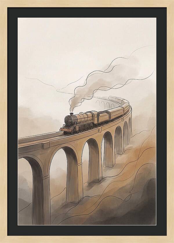 Steam Locomotive Over Viaduct