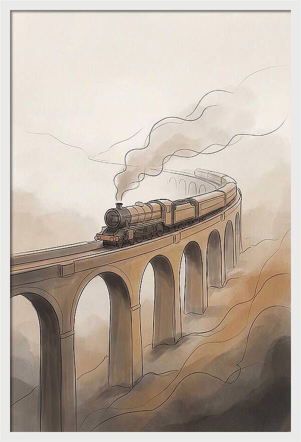 Steam Locomotive Over Viaduct