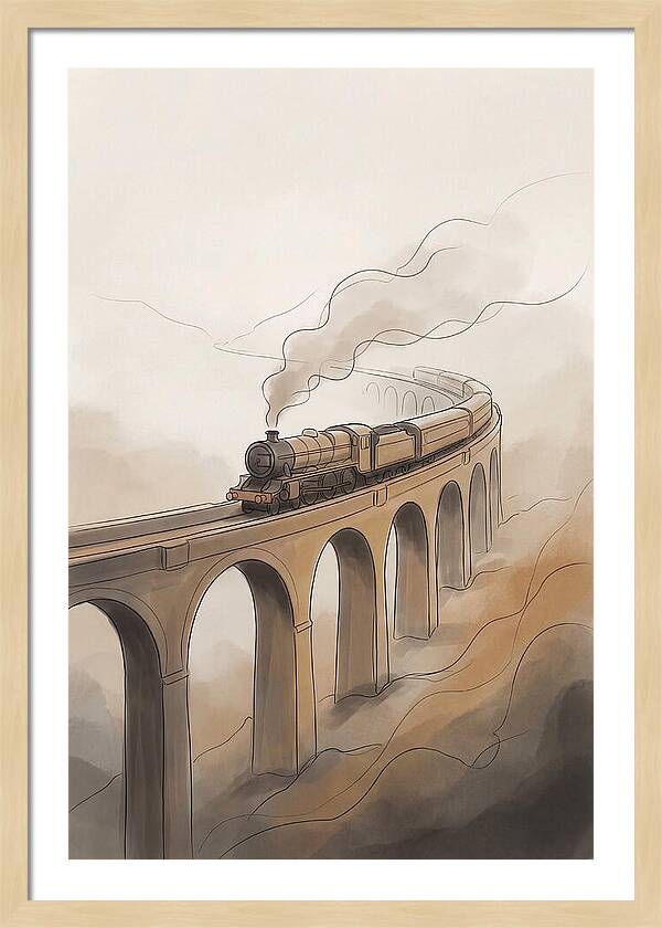 Steam Locomotive Over Viaduct