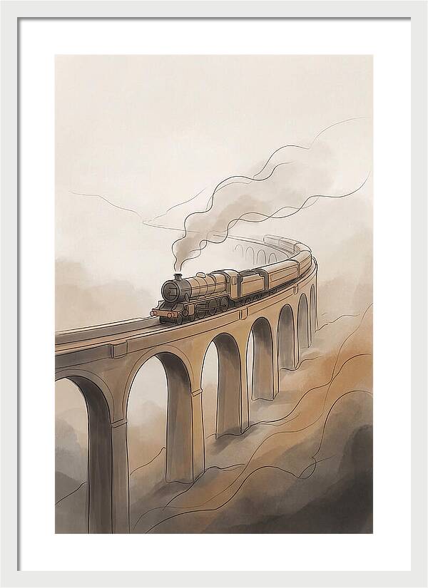 Steam Locomotive Over Viaduct