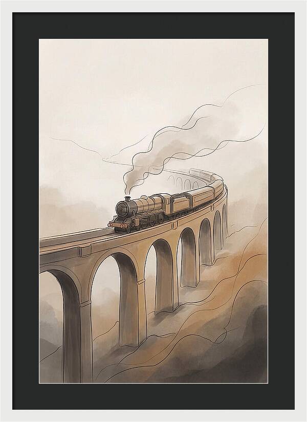 Steam Locomotive Over Viaduct