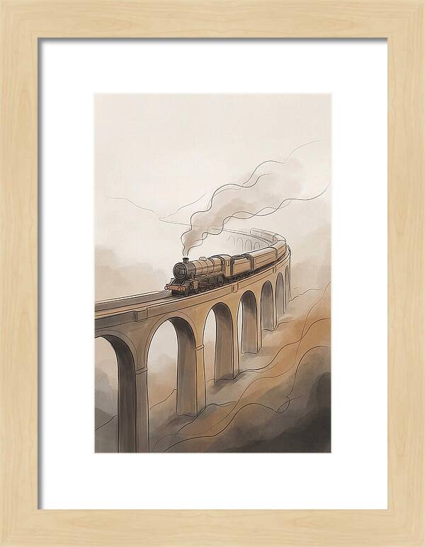 Steam Locomotive Over Viaduct