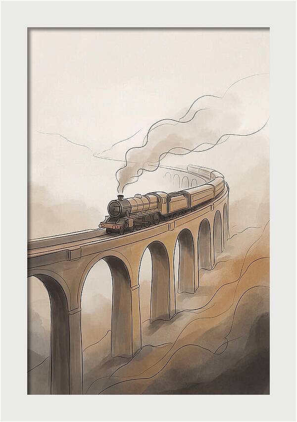 Steam Locomotive Over Viaduct