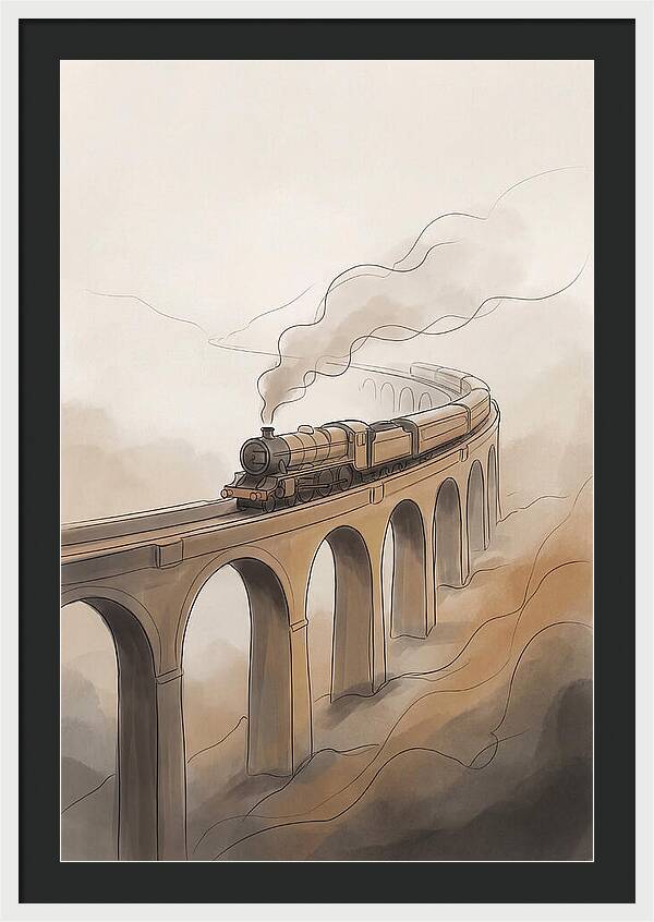 Steam Locomotive Over Viaduct