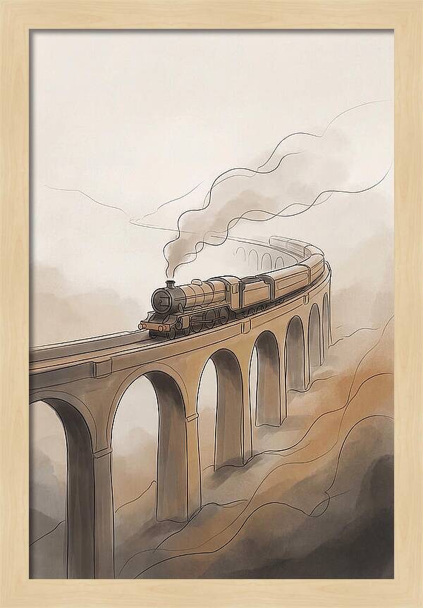 Steam Locomotive Over Viaduct