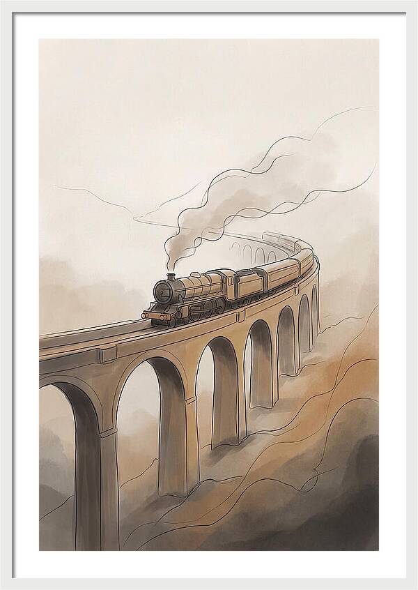 Steam Locomotive Over Viaduct