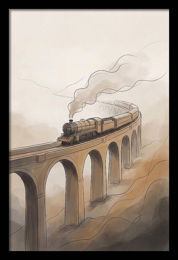 Steam Locomotive Over Viaduct