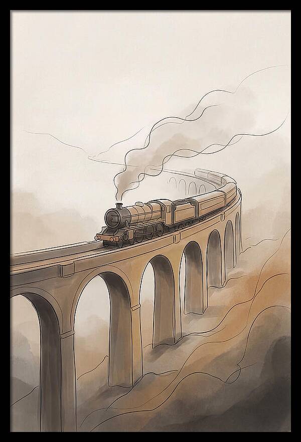 Steam Locomotive Over Viaduct
