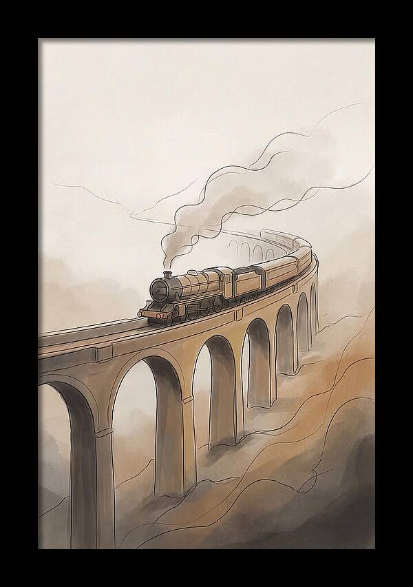 Steam Locomotive Over Viaduct