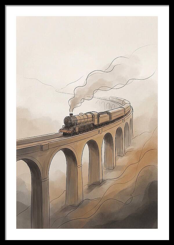 Steam Locomotive Over Viaduct