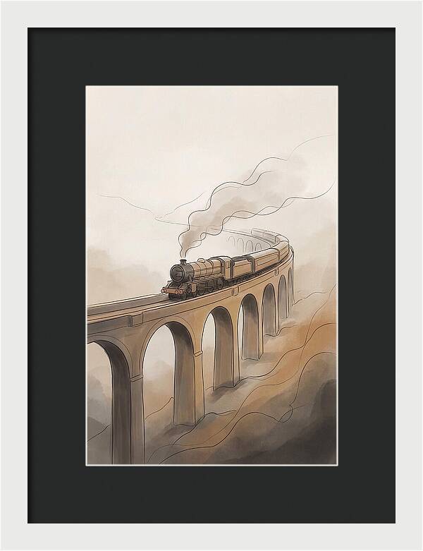 Steam Locomotive Over Viaduct