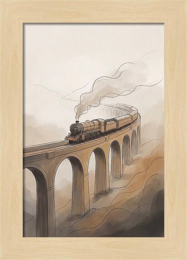 Steam Locomotive Over Viaduct