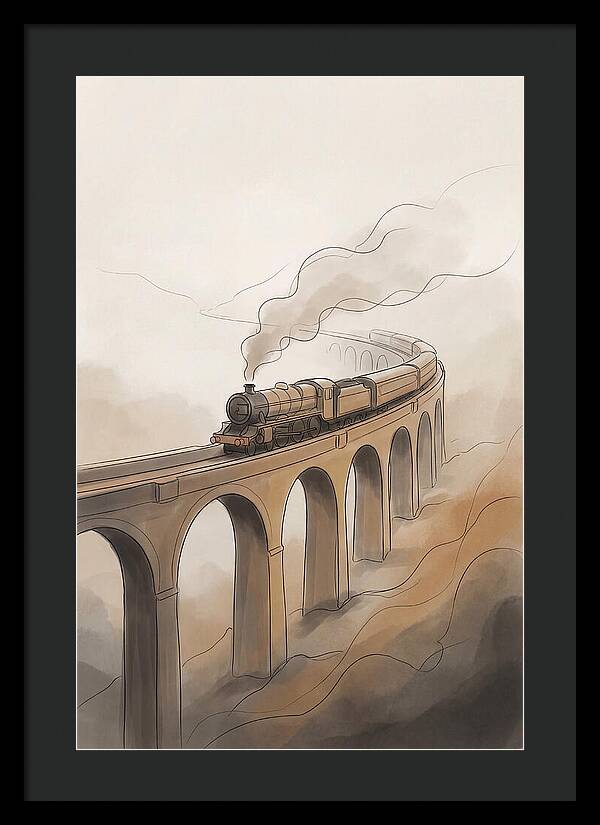 Steam Locomotive Over Viaduct