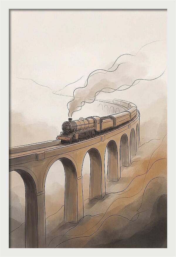 Steam Locomotive Over Viaduct