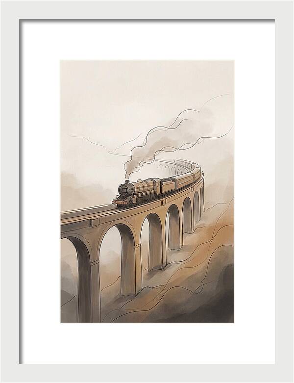 Steam Locomotive Over Viaduct