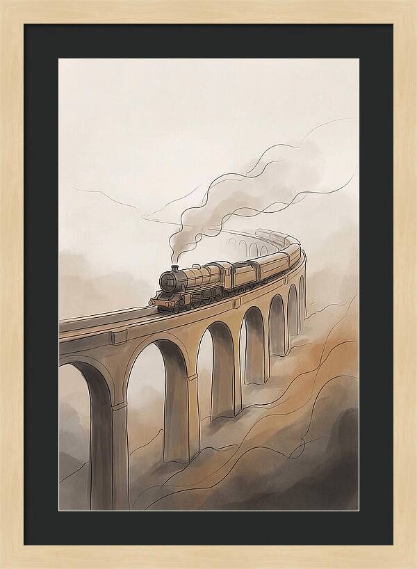 Steam Locomotive Over Viaduct