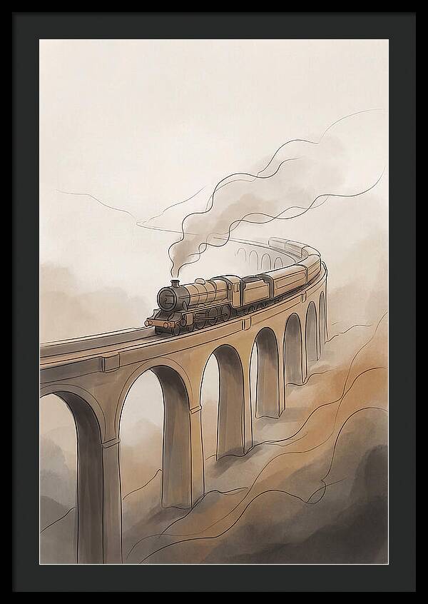 Steam Locomotive Over Viaduct
