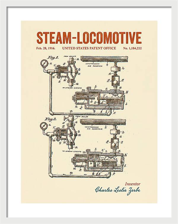 Steam Locomotive Retro Patent Us1184222
