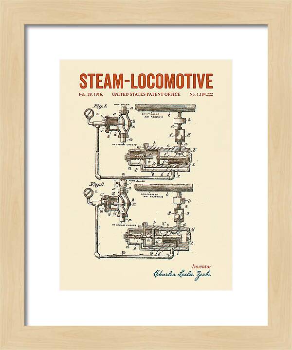 Steam Locomotive Retro Patent Us1184222