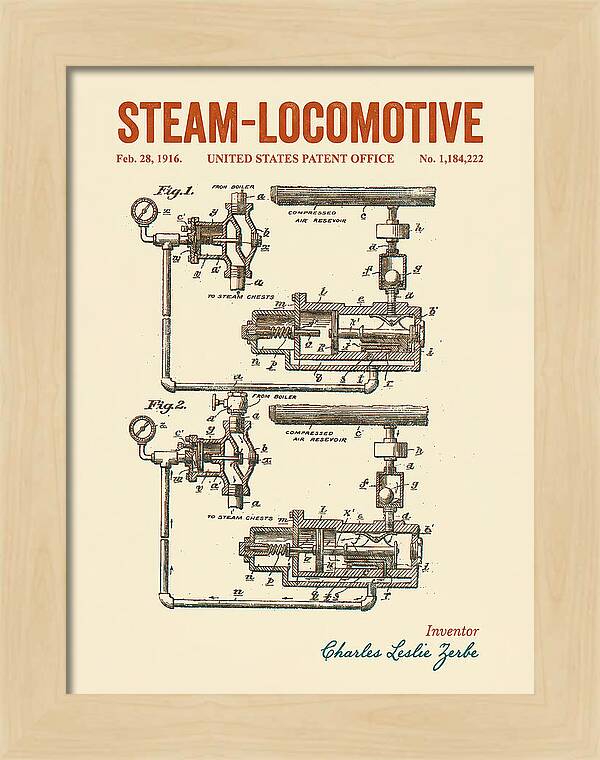 Steam Locomotive Retro Patent Us1184222