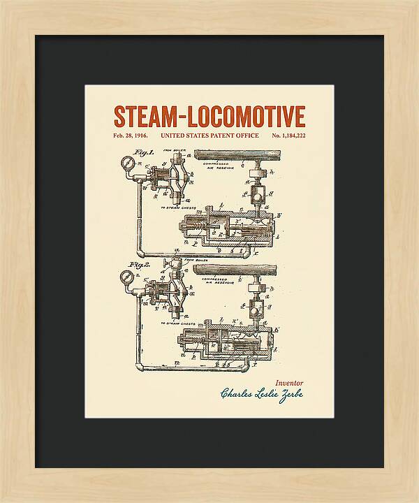 Steam Locomotive Retro Patent Us1184222
