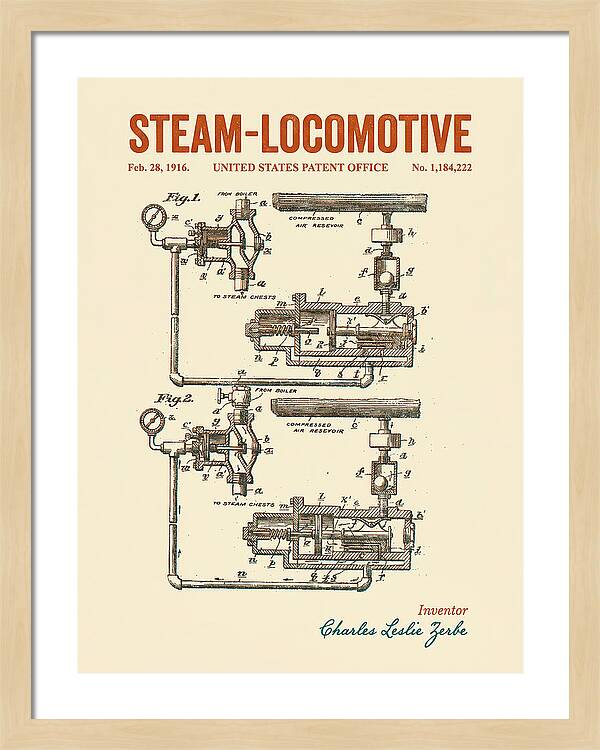 Steam Locomotive Retro Patent Us1184222