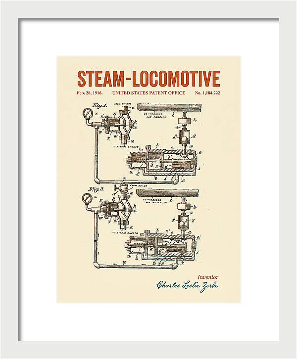 Steam Locomotive Retro Patent Us1184222