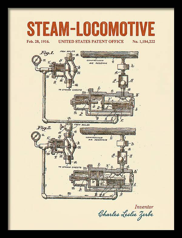 Steam Locomotive Retro Patent Us1184222