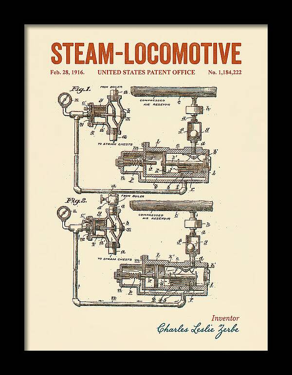 Steam Locomotive Retro Patent Us1184222