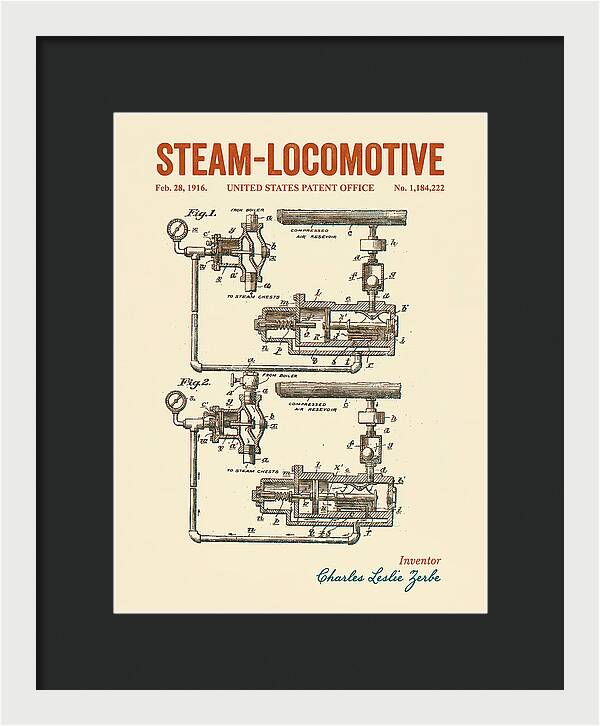 Steam Locomotive Retro Patent Us1184222