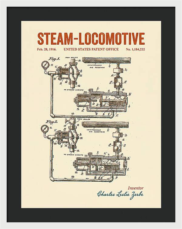 Steam Locomotive Retro Patent Us1184222