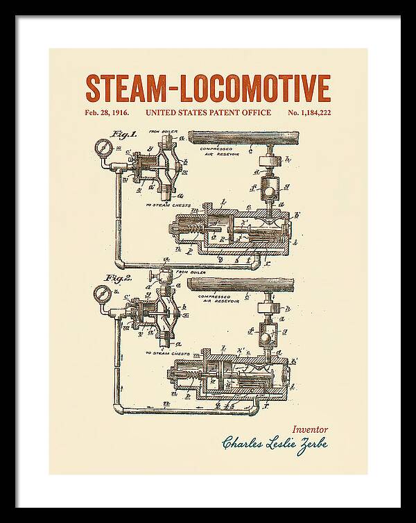 Steam Locomotive Retro Patent Us1184222