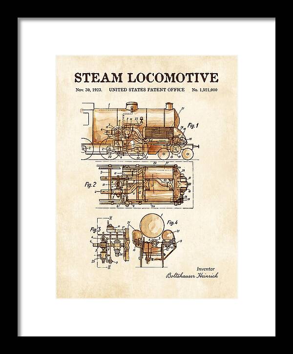 Steam Locomotive Watercolor Patent Us1521000