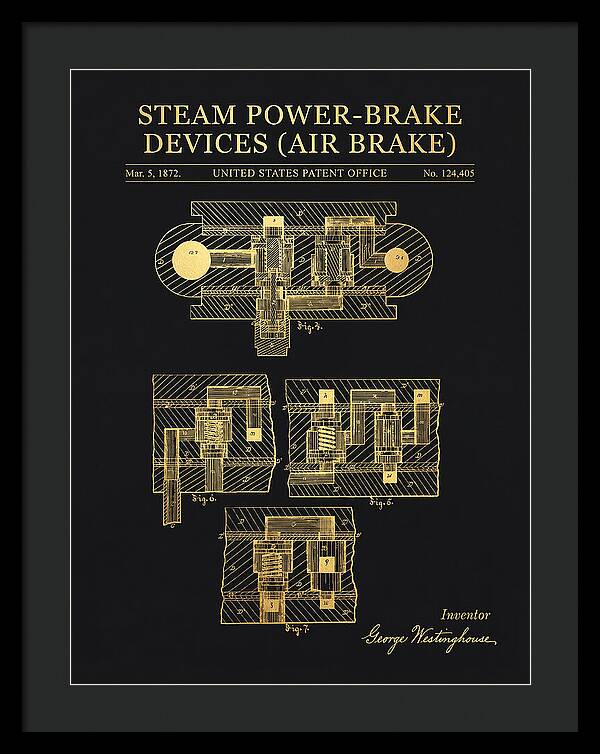 Steam Power Brake Devices Air Brake Gold Patent Us124405