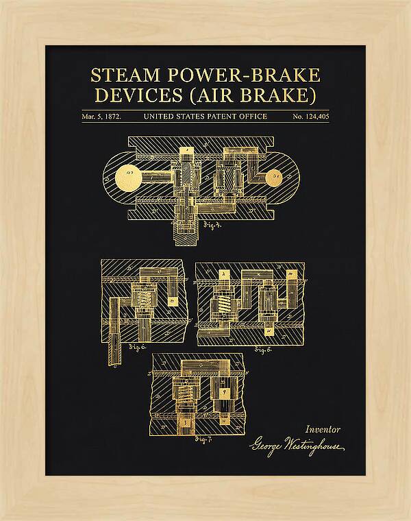 Steam Power Brake Devices Air Brake Gold Patent Us124405