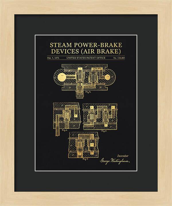 Steam Power Brake Devices Air Brake Gold Patent Us124405