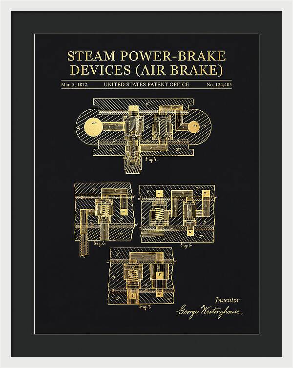 Steam Power Brake Devices Air Brake Gold Patent Us124405
