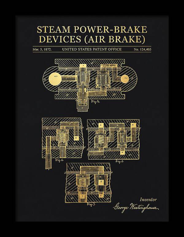 Steam Power Brake Devices Air Brake Gold Patent Us124405
