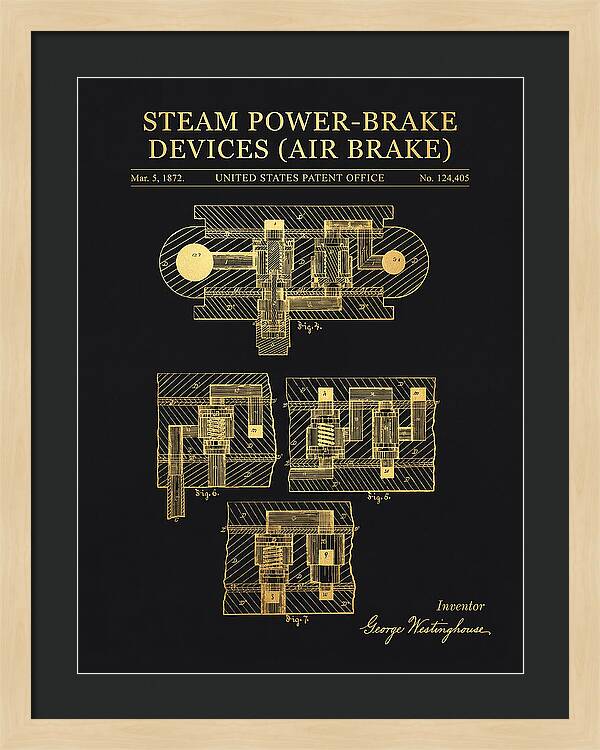 Steam Power Brake Devices Air Brake Gold Patent Us124405