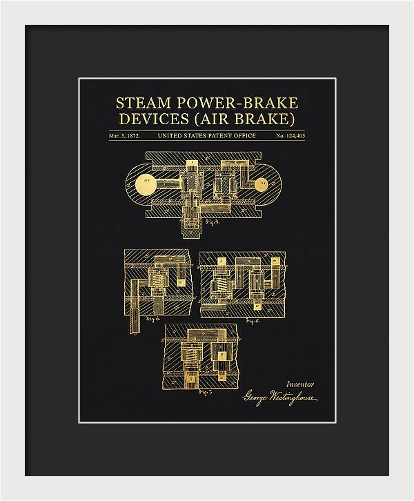 Steam Power Brake Devices Air Brake Gold Patent Us124405