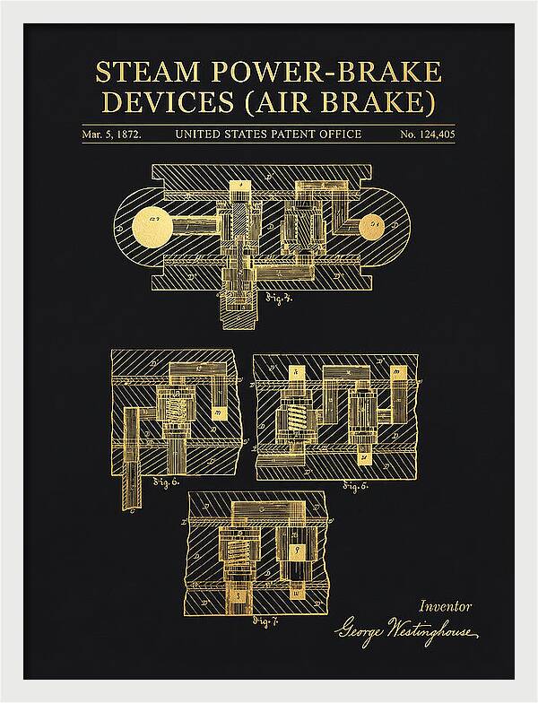 Steam Power Brake Devices Air Brake Gold Patent Us124405