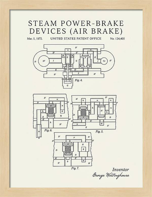 Steam Power Brake Devices Air Brake Minimalist Patent Us124405