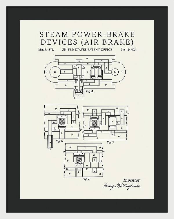 Steam Power Brake Devices Air Brake Minimalist Patent Us124405