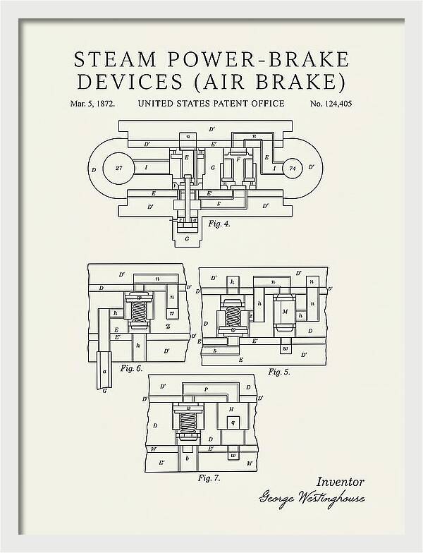 Steam Power Brake Devices Air Brake Minimalist Patent Us124405