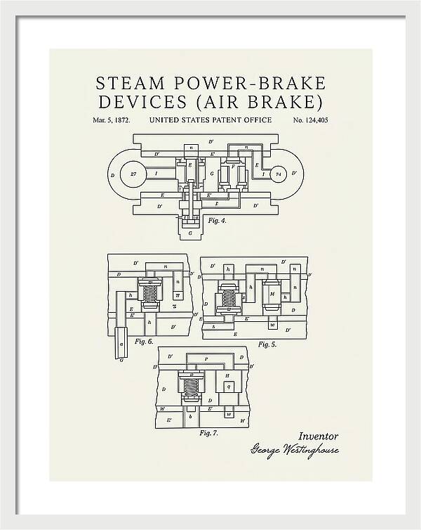 Steam Power Brake Devices Air Brake Minimalist Patent Us124405