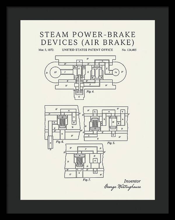 Steam Power Brake Devices Air Brake Minimalist Patent Us124405
