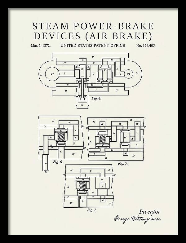 Steam Power Brake Devices Air Brake Minimalist Patent Us124405